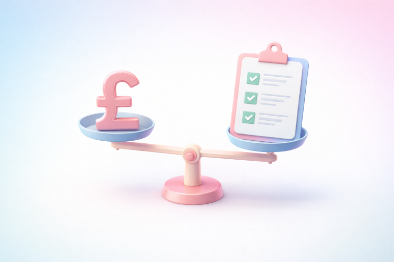 3D scales balancing salary requirements against visa eligibility criteria